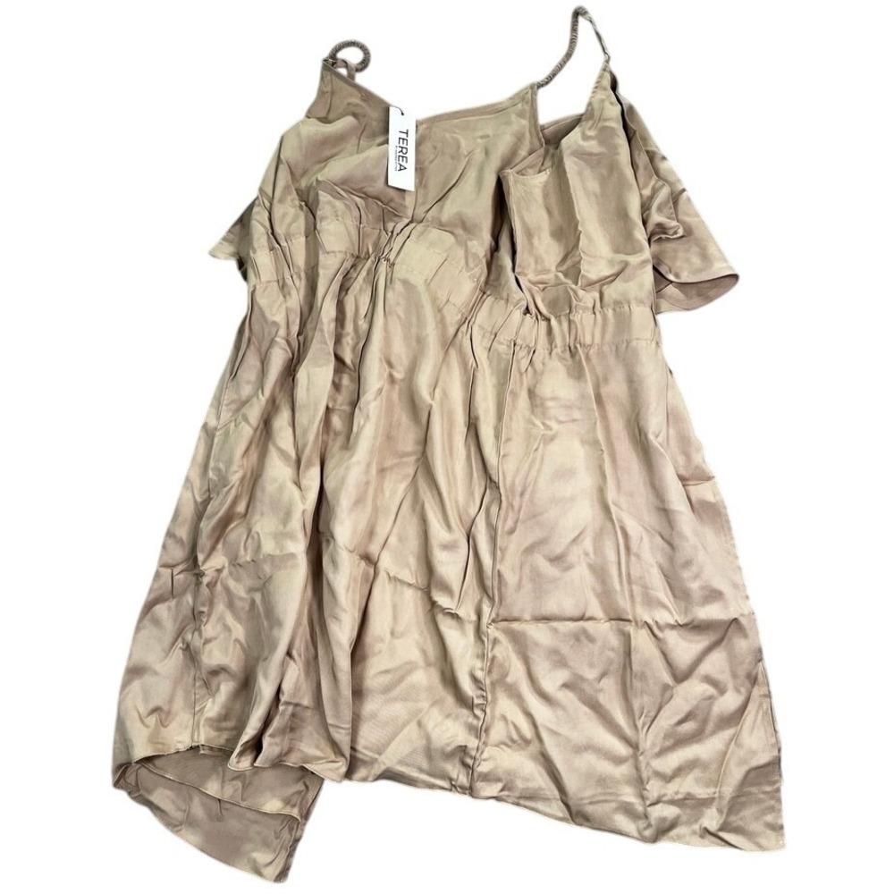 TEREA by Andrea Pitter Silky Spaghetti Strap Tie Waist Dress